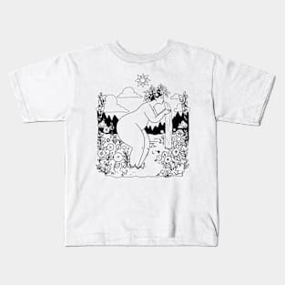 Mother Nature watering flowers Kids T-Shirt